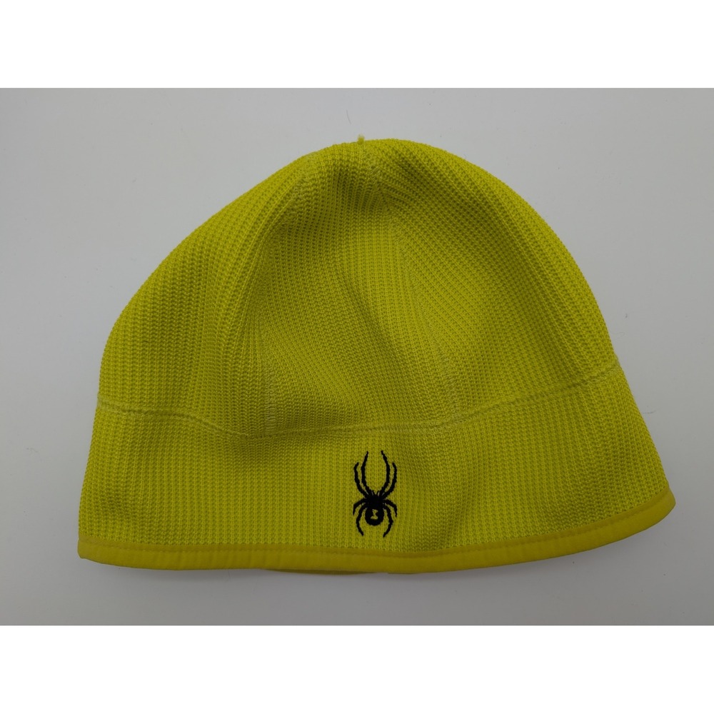 Spyder Mens Neon Yellow Knit Fleece Lined Beanie Hat 147432 L/XL